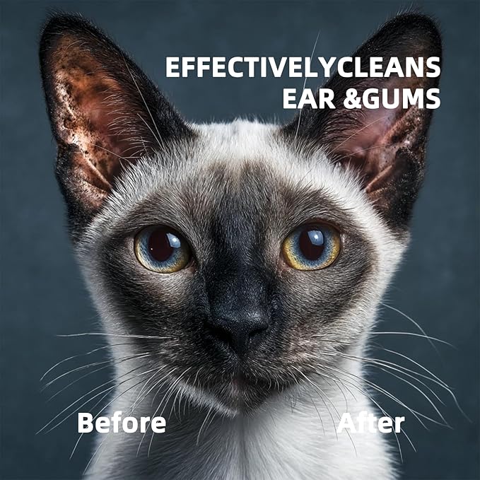 Cats Dogs Ear Cleaning Finger Wipes - 50 PCS Pet Ear Care Wipes for Cats and Dogs - Gentle Ear Dirt Remover and Odor Control - Easy to Use Finger Wipes for Daily Ear Clean (CY_EarWipes)