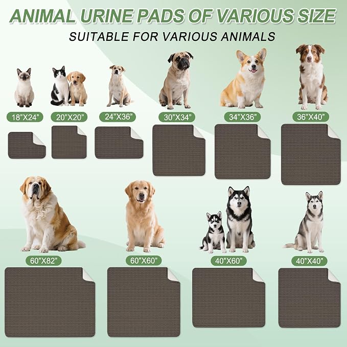 Washable Pee Pads for Dogs Puppy Pad, Coffee 24”x36” 2 Pack | High Absorbent Dog Pee Pad Leak Proof Cat Rugs, Reusable Non Slip Pet Mat, Wee Wee Pads for Training, Crate and Floor