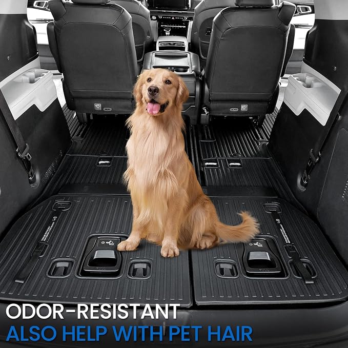 Backrest Mats for 2022-2025 2026 Kia Carnival Fold-in-Floor Use, All Weather TPE 3rd Row Seat Back Covers Trunk Area Accessories (Backrest Mat for 3rd-Row)