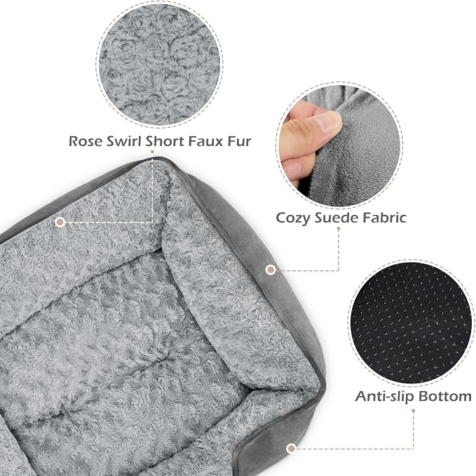 XX-Large Dog Bed Rectangle Washable Orthopedic Soft Calming Sleeping Durable Pet Cuddler with Anti-Slip Bottom