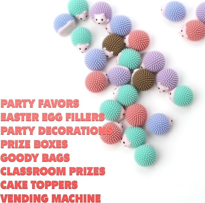 Hedgehog Mini Toys for Kids in Capsules - 100 Pcs of 1.1 Inch Plastic Capsule & Hedgehog Toy Figurines for Kids - Bulk Toys in Capsules - Easter Basket Stuffers