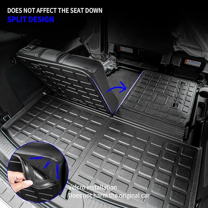 Rongtaod Cargo Mat Compatible with 2020-2025 2026 Ford Explorer 6&7 Passenger Cargo Liner Trunk Mat Back Seat Cover Protector Upgrade 2024 Explorer Accessories (Trunk Mat with Backrest Mat)