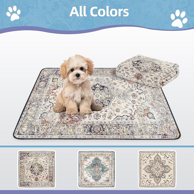 SCLOSE Washable Pee Pad for Dogs Extra Large, 72" x 72" Reusable Puppy Pads Waterproof Dog Rugs, Super Absorbent, Leakproof, Dog Crate Pad, Playpen Mat, Whelping Pads, Vintage Medallion