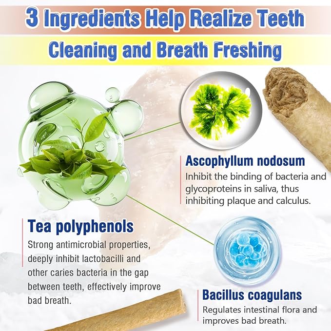 30g Freezed Dried Cat Chew Stick Chicken Flavor, Cat Dental Treats for Freshens Breath and Reduce Tartar, Feline Teething Sticks Cats Treats Snack