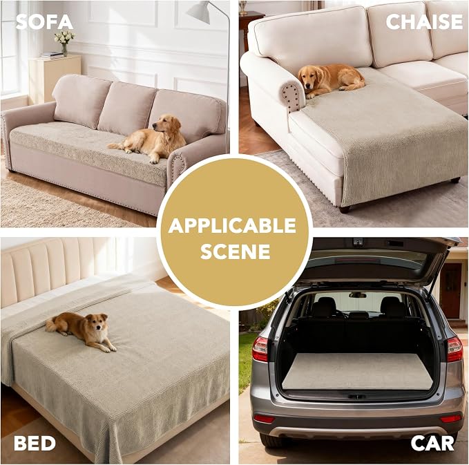 H.VERSAILTEX Non Slip Pet Couch Cover Chenille Dog Bed Protector Thick Soft Sofa Slipcover Pet Friendly Washable Couch Cushion Covers for Pets (40" x 50", Island Fossi)