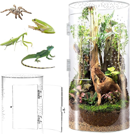 Front Opening Terrarium Jumping Spider Enclosure,Tall Arboreal Tarantula Enclosure Terrarium with Cross Ventilation,Waterproof Acrylic Reptile Enclosure