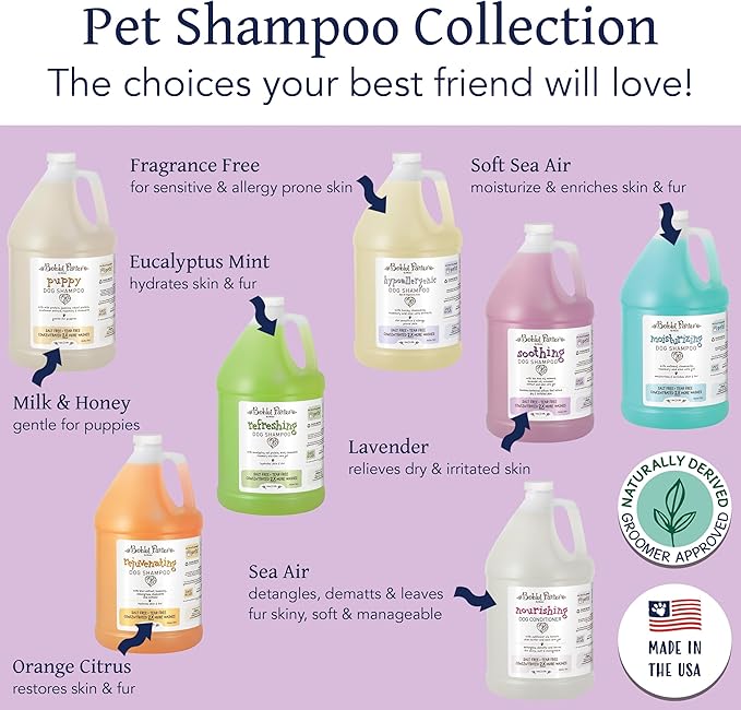 Bobbi Panter Soothing Dog Shampoo Tea Tree, Lavender, Cucumber & Oat Protein – Natural Formula for Sensitive Skin & Irritation Relief, Tear-Free, 30:1 Concentrate, 1 Gallon (Case of 4)