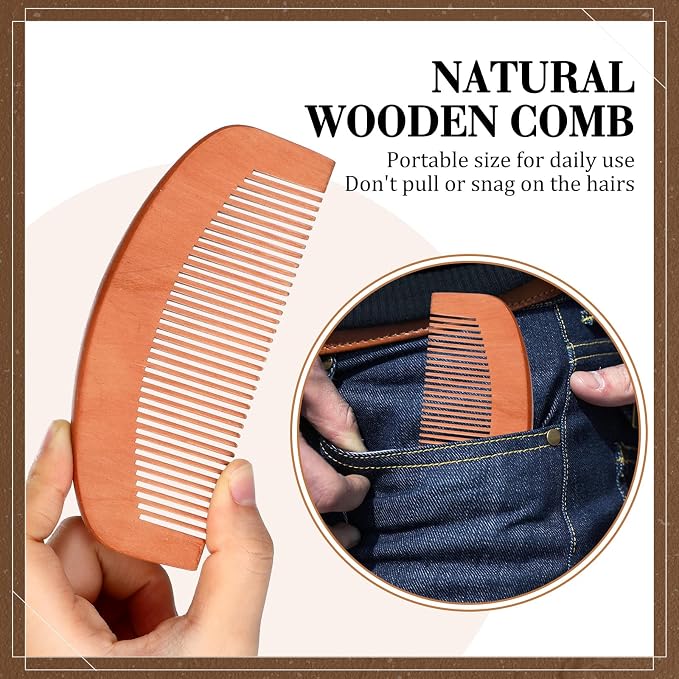 Zubebe 20 Sets Beard Brush and Comb Set for Men Fathers Day Dad Gifts, Boar Bristle Brush, Wood Mustache Comb and Beard Trimming Scissors with Travel Pouch, Mustache Grooming Care Kit for Grandpa Gift