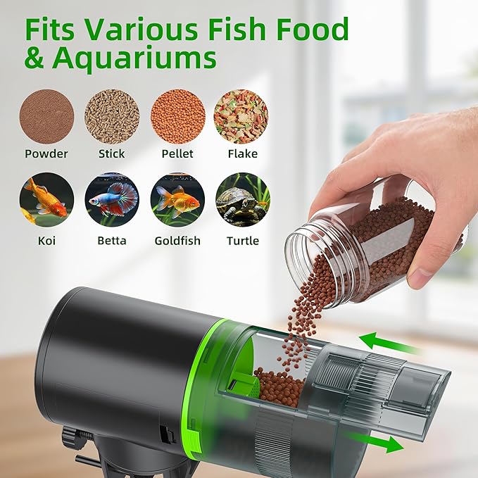 Freesea Automatic Fish Feeder for Aquarium: 3 Timers & One-Touch Easy Setup - 7-14 Day Supply with 200ML Food Dispenser - Worry-Free Vacation Feeding for Betta Turtle Tank