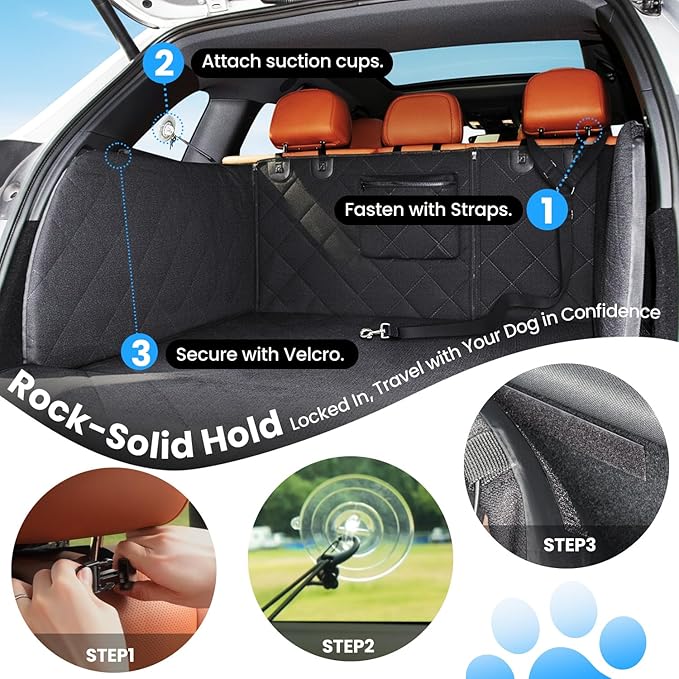 REEVAA SUV Cargo Liner for Dogs, Full Coverage Non-Slip Cargo Cover with Cushioned Sides to Protect Your Dog, Waterproof & Durable, Machine Washable Trunk Protector Mat (L, Black)