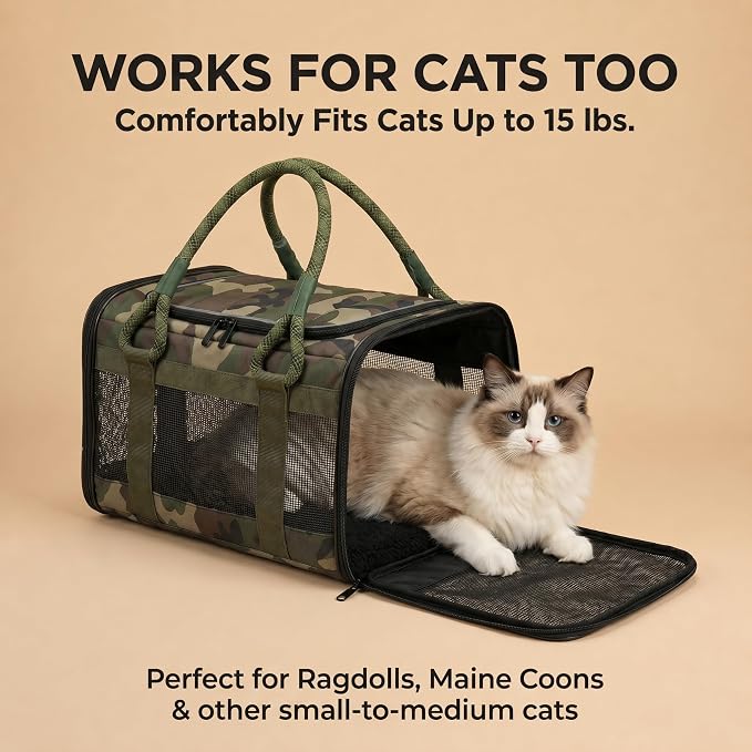 Soft-Sided Dog & Cat Carrier | for Car Rides, Vet Visits, Errands & Daily Outings | Fits Small Dogs & Cats Up to 15 lbs | 18" L x 11.5" H | Yorkies, Chihuahuas & More