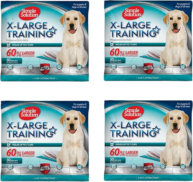 Simple Solution XL Potty Training Pads, Leak Proof Pads, 28"x30" 200 Count | Dog Training Pads, Puppy Potty Training, Housebreaking, Disposable Pee Pads, Floor Protection, Indoor Potty, Puppy Essentials