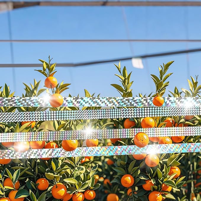 DECYOOL 3 Rolls 787 FT Bird Scare Tape Ribbon Hanging Reflective Bird Tape Ribbon for Avoid Birds Animal from House Garden Patio Lawn Orchard (Laser Floral)