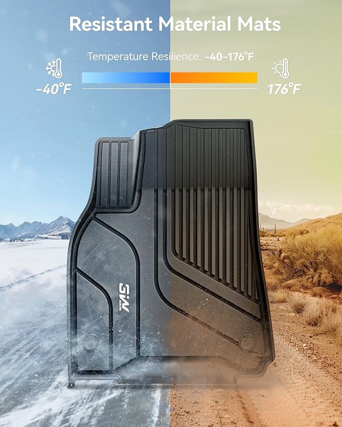 3W Tesla Model Y Floor Mats 2020-2024(Not for Juniper), TPE Floor Liner, Cargo Liner Custom Fit Model Y Accessories All Weather Black, 5-Seater
