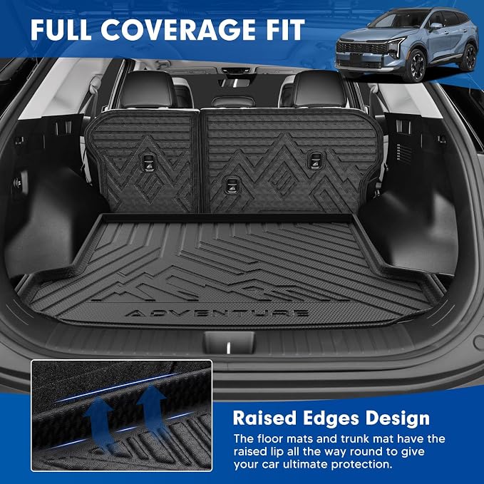 Mixsuper Cargo Liner for 2026 Kia Sportage Hybrid Only, 5-Seat All Weather Cargo Mat with Backrest Mats TPE Back Seat Cover Protector