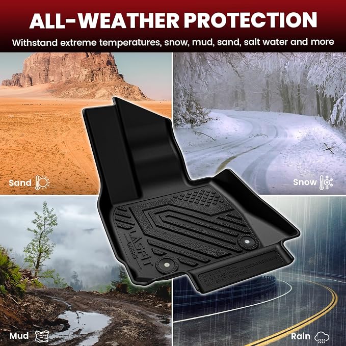 LASFIT Full Set Floor Mats for BMW X5 2019-2025 2026 PHEV(xDrive 50e), Not for Gas, All Weather TPE Custom Fit 1st&2nd Row&Seat Back Mat&Cargo Mat Car Mats & Trunk Liner(Only Fit 5 Seats), Black