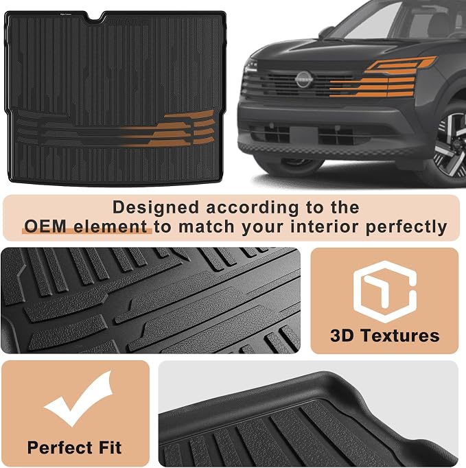 TripleAliners Trunk Mat All Weather Liners Compatible with 2025 2026 Nissan Kicks Interior Accessories Custom Fit Anti-Slip TPE Full Coverage Protection Rear Trunk Floor Mat (SV SR Trim Level ONLY)