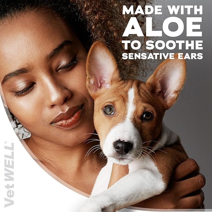 VetWELL Ear Cleaner for Dogs and Cats - Otic Rinse for Infections and Controlling Ear Infections and Odor in Pets - 8 oz (Cucumber Melon) (Pack of 2)
