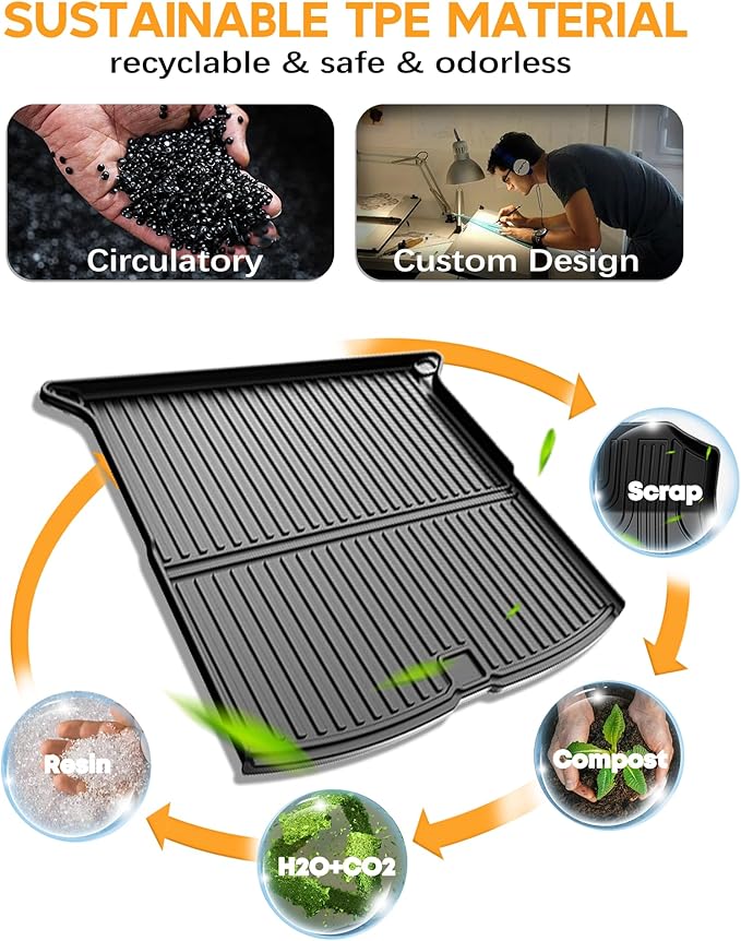 AOMSAZTO Cargo Mat for Honda Passport 2019-2025 | All Weather Custom Fit TPE Trunk Mat Trunk Tray Cargo Tray, Black