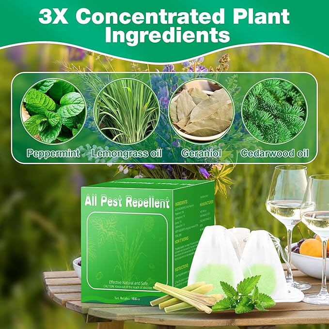 12 Pack Peppermint Oil Wasp & Bee Repellent, Natural Carpenter Bee Repellent for Yellow Jackets, Hornets, Mud Wasps Deterrent for Indoor Outdoor Patio Garden Porch, Pet and Human Safe, Light Green