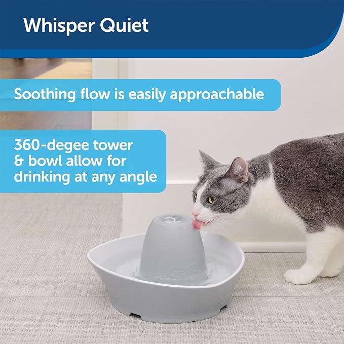 PetSafe Ceramic Pet Fountain – for Cats and Small Dogs 60 Oz Water Capacity Whisper-Quiet Flow – Great for Shy or Timid Pets Fresh, Filtered Water 1 Count (Pack of 4)