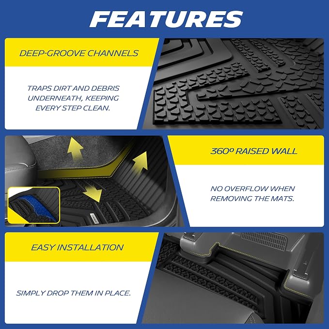 Michelin Vehicle Mat, All-Weather TPE Custom Fit Liner for Tesla Model Y 5 Seat Floor Mats 2025-2027 (10 Piece), Elite