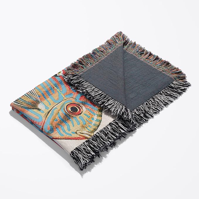 3dRose Discus Fish with Young Feeding Off of The Parent Fish Woven Blanket