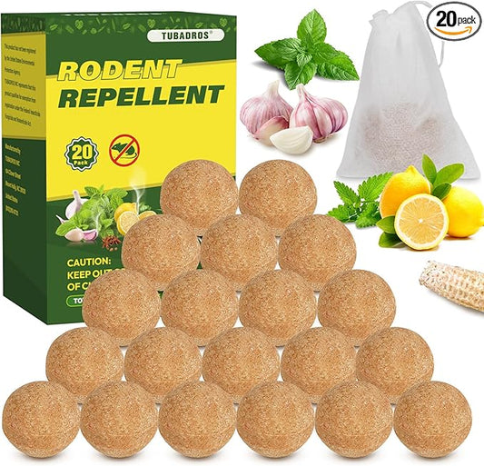 20 Pack Rodent Repellent, Peppermint Oil Moth Ball to Repel Mice and Rats, Mouse Repellent, Mice Repellent, Rat Repellent, Rodent Repellent for Cars,Garden, Indoor Use