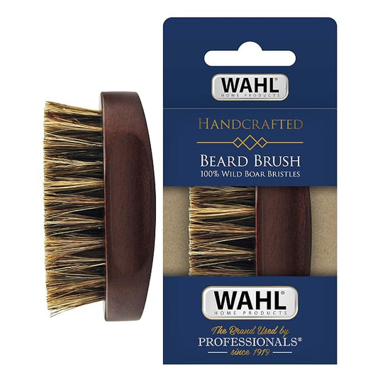 Wahl Small Travel Beard Brush with 100% Boar Bristles with Firm Natural Hair for Grooming & Styling – Wood Handle for Beards, Mustaches, Skin & Hair Care – Model 3346