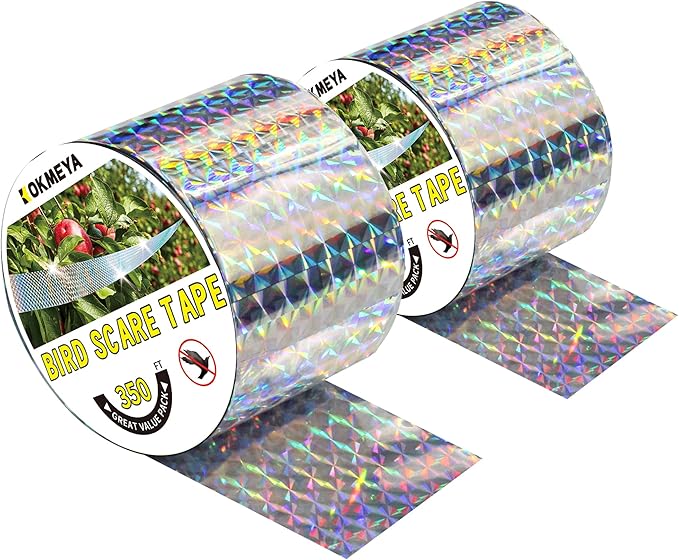 Bird Scare Tapes 350FT*2 Reflective Flash Tape for Birds, Bird Scare Device Double Side Ribbon Scare Birds Away for House, Garden, Yard, Orchard, Patio, Outdoor