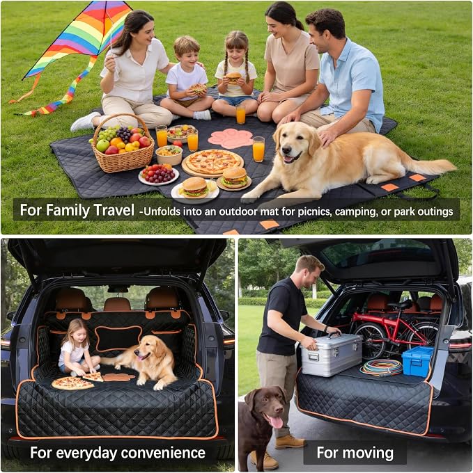 SUV Cargo Liner for Dogs, PU Leather, Dog Paw, XL | 100% Waterproof, Pet Trunk Cargo Cover, Bumper Flap Protector & Side Walls, Fit Most Large or Full-Size SUV