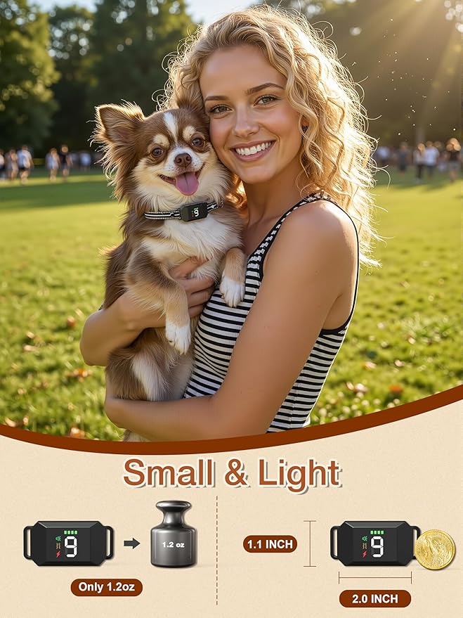 Small Shock Collar for Small & Medium Dogs 5-100lbs, Dog Training Collar with Remote, Waterproof, Rechargeable, 1300ft Range, Collar with Beep, Vibration, Safe Shock