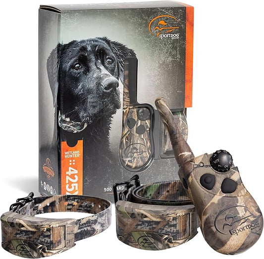 SportDOG Brand WetlandHunter 425X Camouflage Dog Static Collar with Remote and Add-A-Dog Collar - 500 Yard Range Remote Trainer - Rechargeable Dog Training Collar with Static, Vibrate, and Tone