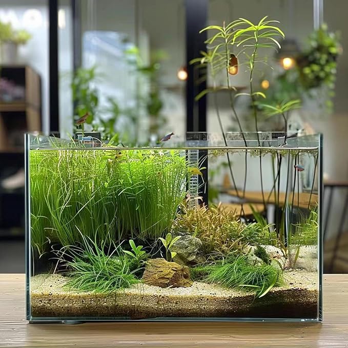 Vimvins 3 Gallon Glass Fish Tank, Easy to Maintain Small Aquarium for Betta/Goldfish/Snails/Shrimp and Aquatic Planting.