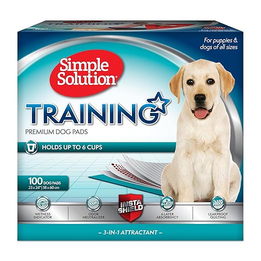 Simple Solution Large Puppy Training Pads, Leak Proof, 23"x24" 100 Count | Dog Training Pads, Puppy Potty Training, Housebreaking, Disposable Pee Pads, Floor Protection, Indoor Potty, Puppy Essentials