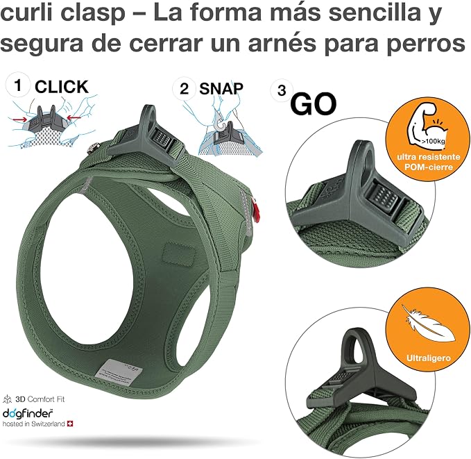 Vest Harness curli Clasp Air-Mesh Moss L