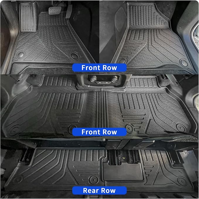 Rongtaod 8 Seats Floor Mats Compatible with 2024 2025 2026 Chevrolet Traverse GMC Acadia Trunk Mat Cargo Mat Cargo Liner All Weather Chevy Traverse Accessories (Floor Mats+Trunk Mat+Backrest Mats)