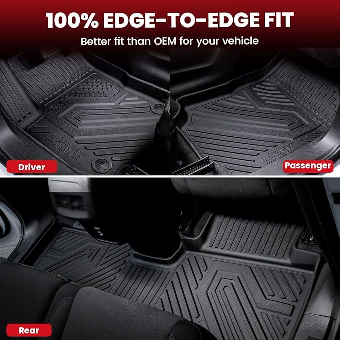 LASFIT Floor Mats for Kia Telluride 2027 (Only Fit Hybrid, Not Fit Gas), All Weather TPE Custom Fit Floor Liners 1st & 2nd & 3rd Row Car Mats Accessories, Black