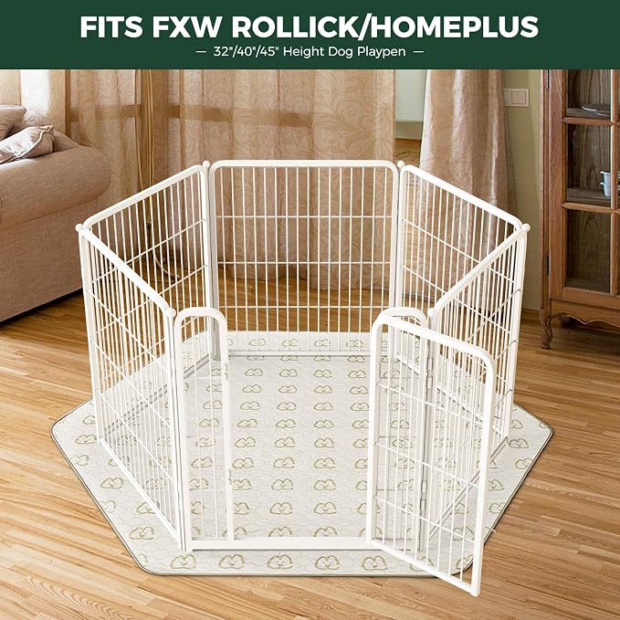 FXW Washable Pee Pads for Dogs, Super Absorbent, 35" Hexagon, 1 Pack | Machine washable, Non-slip backing, Fits 32"/40"/45"H 6-Panel FXW Rollick/Homeplus Playpens