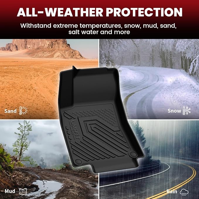 LASFIT Floor Mats & Cargo Mat with Seatback for Mercedes Benz GLB 2020-2026 250/35 AMG (Fit 5 Seats), All Weather TPE Floor Liners Custom Fit GLB 1st & 2nd Row & Trunk Mat with Backrest