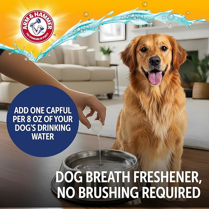 Arm & Hammer Complete Care Dog Dental Water Additive, Odorless Flavorless Daily Oral Care Solution with Baking Soda and Calcium for Plaque, Tartar, and Fresh Breath, 16 Fl Oz - 3 Pack