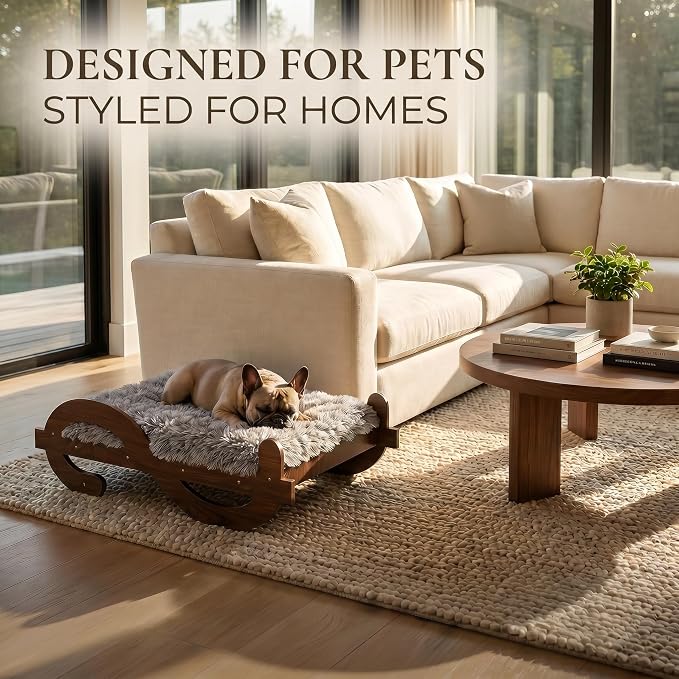 Wood Elevated Raised Dog Bed Frame Mat Set,60lb | Trainer Recommended Australian design Sturdy Attractive Dog Furniture Sofa Couch