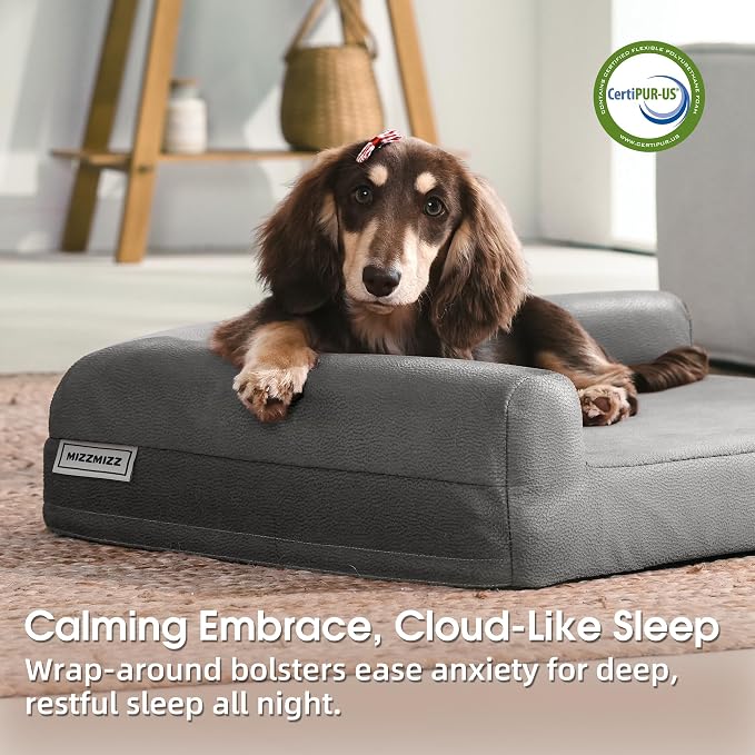 Gel Memory & High-Density Foam Orthopedic Dog Bed 28x19x6 Small | | Double Waterproof Cover | Machine Washable | Non-Slip Base | Fur-Resistant Tech Fabric