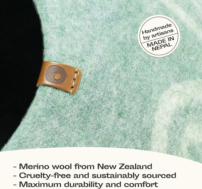 Cat Cave – Premium Felt Cat Bed Enclosure for Indoor Cats, Handmade Merino Wool (Pistachio, Large)