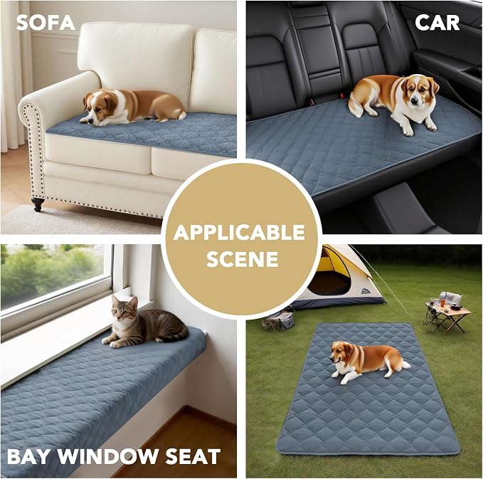 H.VERSAILTEX Chenille Couch Cover for Dogs Washable Soft Fuzzy Sofa Covers for 3 Cushion Couch Sectional Sofa Cover Thick Pet Couch Cover Protector Non-Slip Dog Bed Cover(Stone Blue, 28" x 102")
