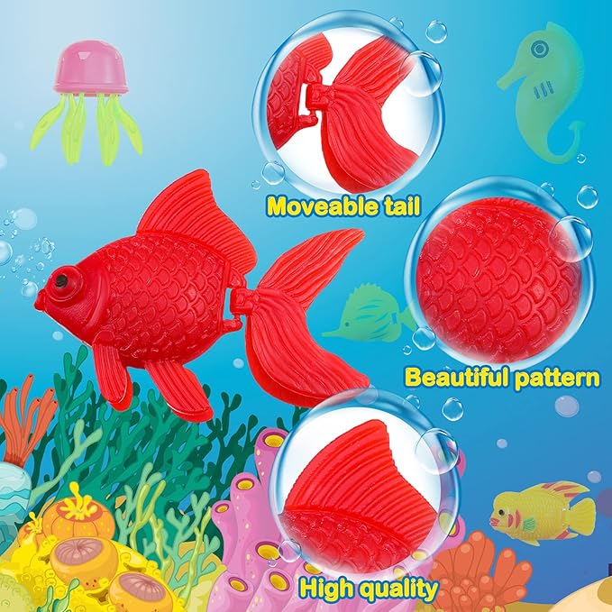 Weewooday 20 Pcs Artificial Moving Fishes Plastic Floating Lifelike Fish Tank Ornament Aquarium Decorations(Jellyfish and Seahorses)