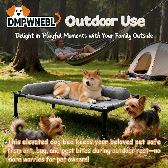 Raised Dog Bed for Small Dogs,Cooling Elevated Bolster Dog Cot,Indoor Outdoor Breathable Mesh Dog Hammock with Metal Frame,Dog Sofa Camping Dog Bed (31.5" L x 23.62" W x 6.69" H)