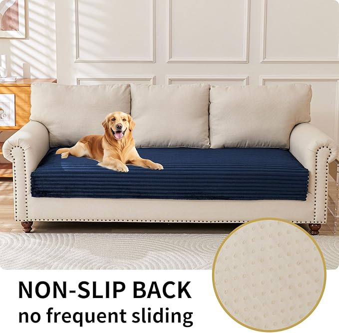 HAOMAIJIA Waterproof Couch Cover for Dogs Washable,Faux Fur Pet Couch Covers for Sofa,Soft Dog Bed Cover Non-Slip Couch Covers for 3 Cushion Couch Sofa Pet Friendly (Navy Blue, 35" x 47" 1 Pack)