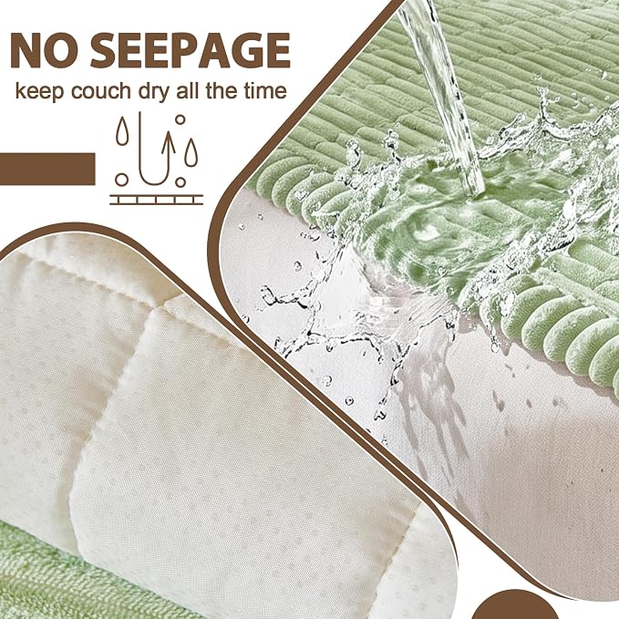 FUANGUI 2 Pack Waterproof Couch Cover for Dogs Pets Sofa Protector | Non-Slip Washable Fuzzy Soft Sofa Slipcover for 2 PCS L Shaped Sofa Pet Friendly, 27.6" x 59.1"+27.6" x 70.9", Grass Green