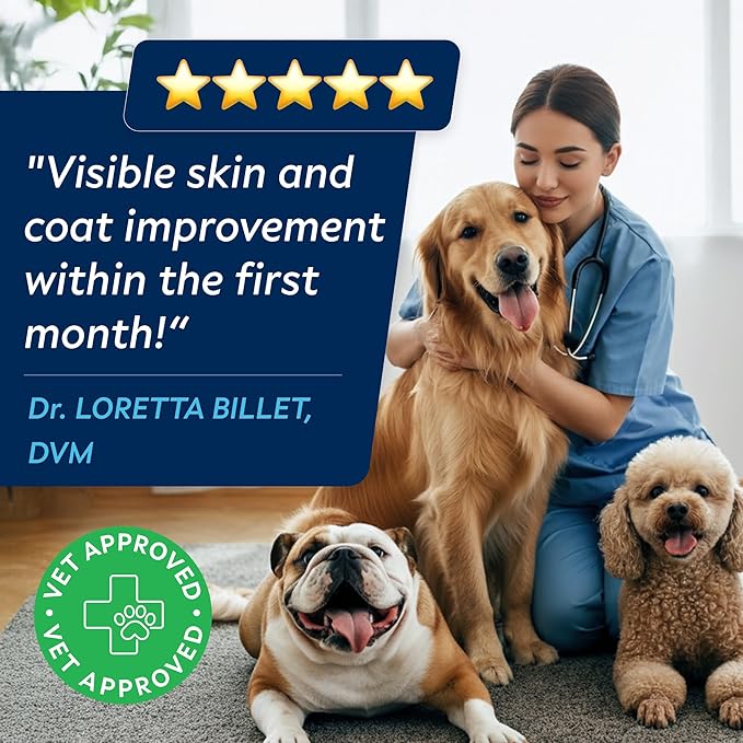 STRELLALAB Omega 3 for Dogs - (540Ct) Fish Oil Treats - Allergy & Itch Relief Skin&Coat Supplement - Dry Itchy Skin, Shedding, Hot Spots Treatment, Anti Itch - Pet Salmon Oil Chews - Chicken